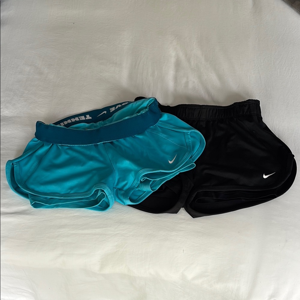 Nike Women's Athletic Shorts Set - Black and Teal